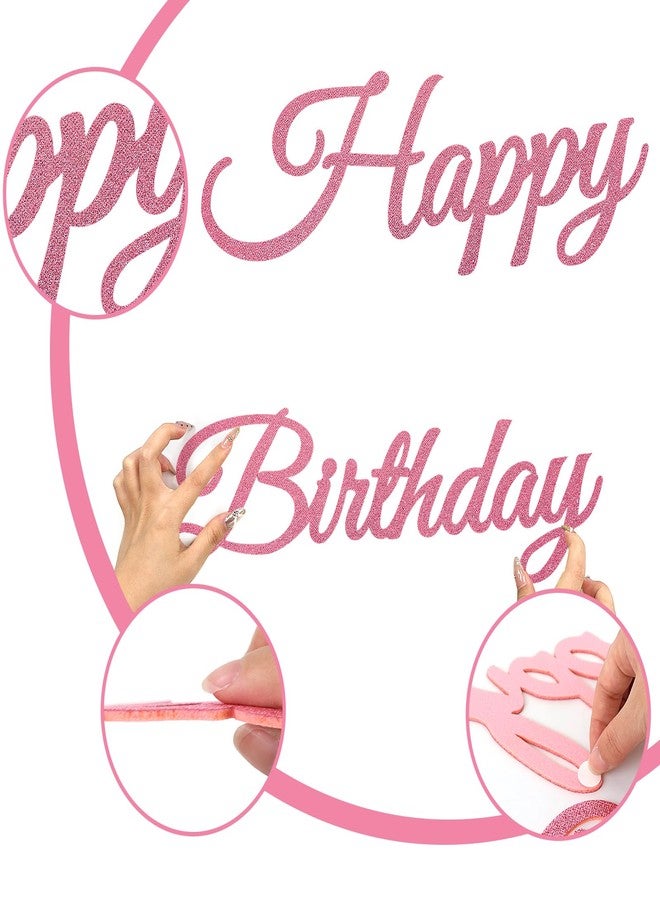 MASTRON Happy Birthday Sign for Backdrop - Glitter Pink 'Happy Birthday' Party Banner Stickers for Balloon Arch Wall Decor Photo Backgrounds - Image 4